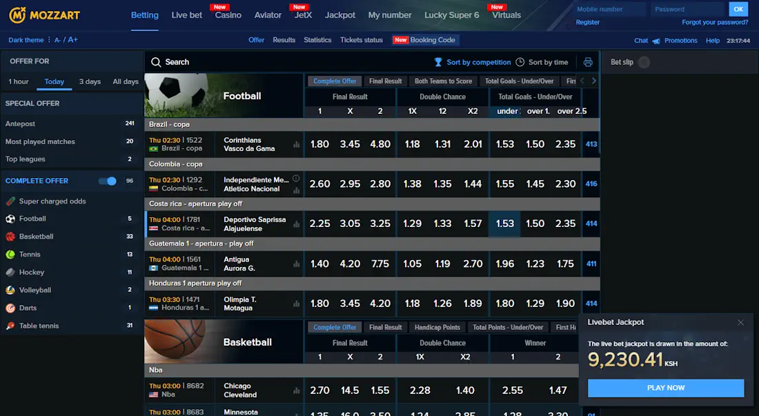 MozzartBet Casino and Sportsbook Screenshot